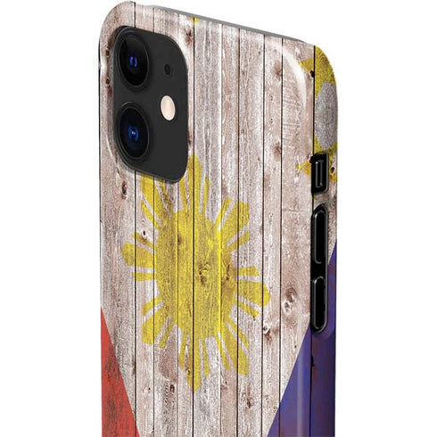 Philippines Flag Dark Wood iPhone 12 Mini Lite Case
